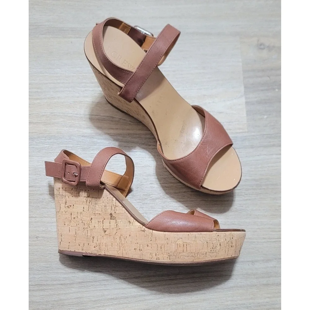 J.Crew Women's Maryanne Cork Wedge Platform Sandals  Size 10 Made In Italy‎ 🇮🇹
